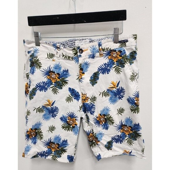 Denim & Flower Other - DENIM & Flower Ricky Signh Mens Floral Power Stretch Chino Shorts 32 Blue White
